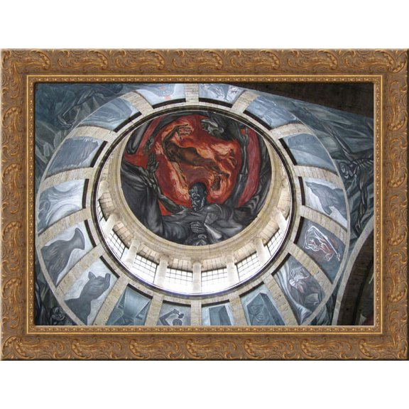 Man of Fire 24x20 Gold Ornate Wood Framed Canvas Art by Orozco, Jose Clemente