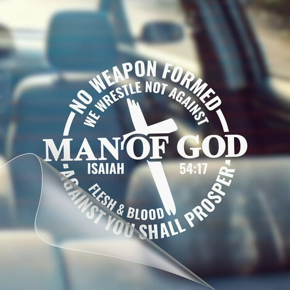 Man of God - Christian Jesus Cross Bible Verse Car Vinyl Decal Bumper Sticker for Car, Wall, Window, Vehicle, Weather Resistant, Viral