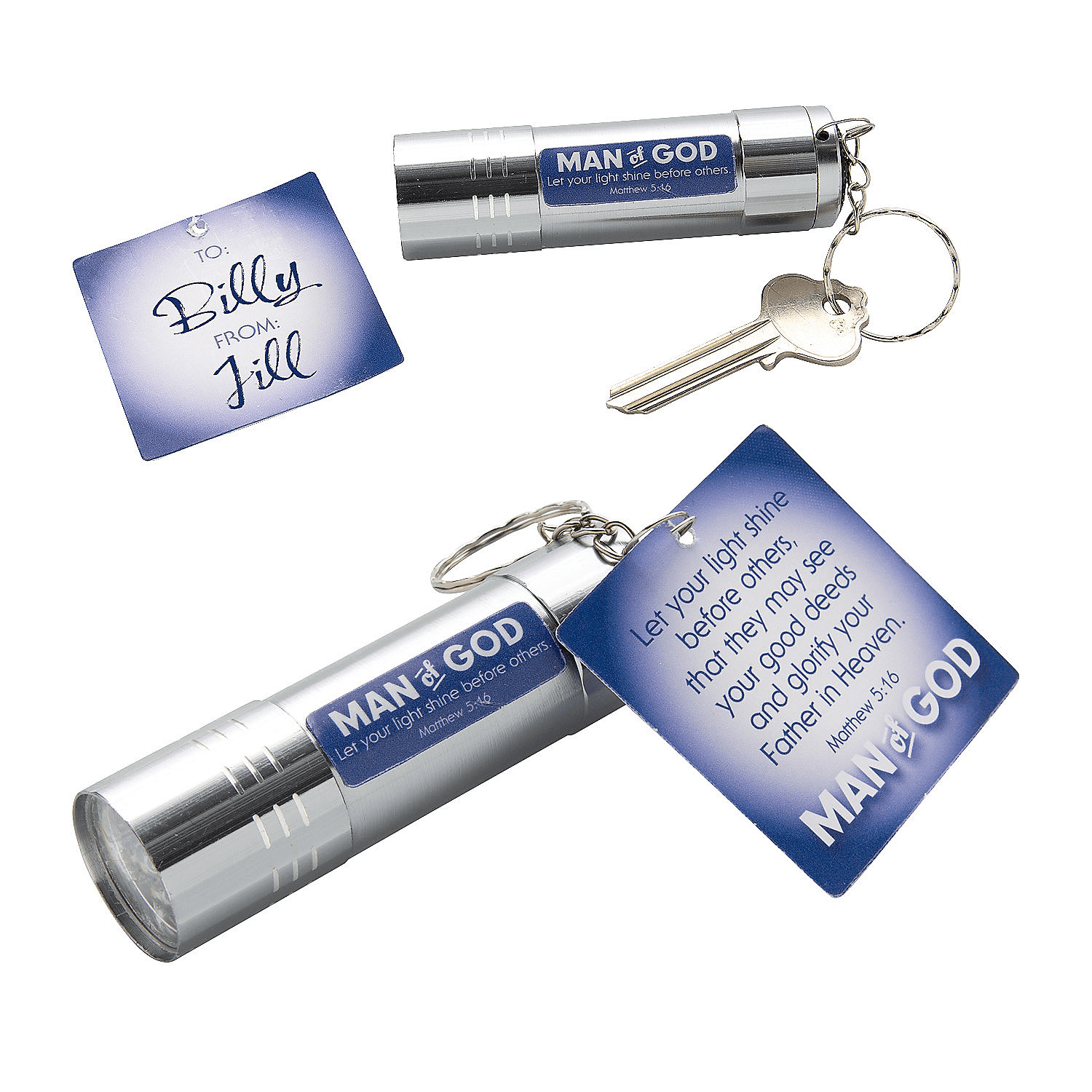 Man of God Flashlight Keychains with Card for 12