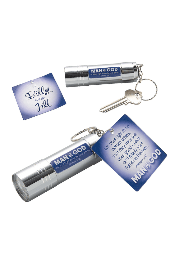 Man of God Flashlight Keychains with Card for 12