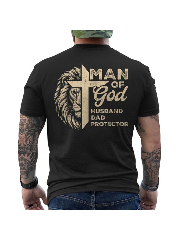 Man of God Husband Dad Protector Christian T-Shirt