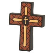 Man of God Prayer Natural Brown 5.5 x 4 Resin Stone Tabletop Cross Figurine