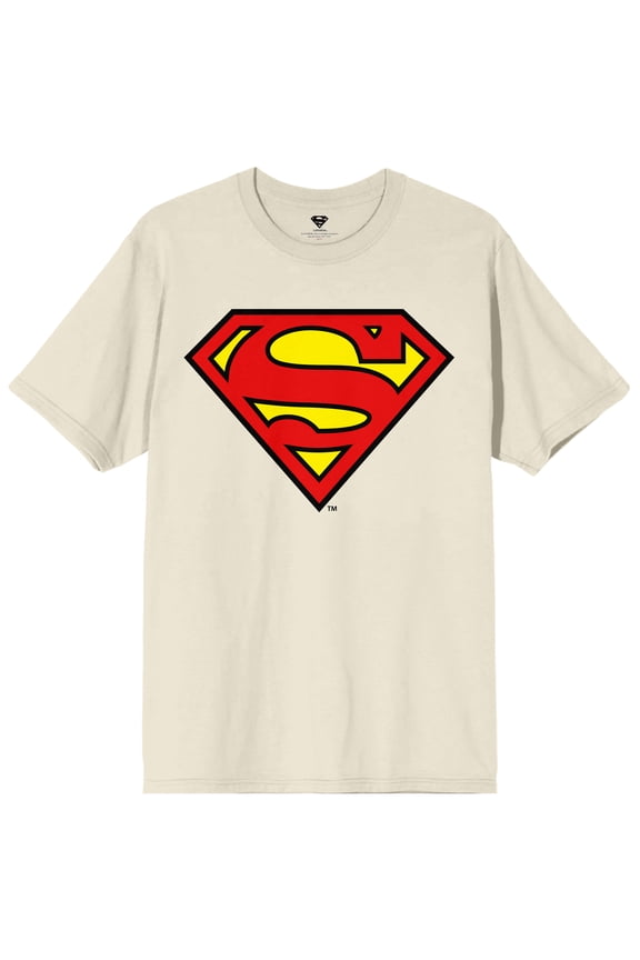 Man of Steel Superman Logo Men's Tee in Natural-XL