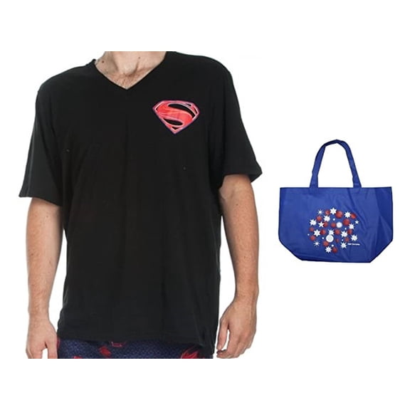 Man of Steel T-Shirt, Mens' Superman Logo Sleep T-Shirt & Bag - Bundle Set