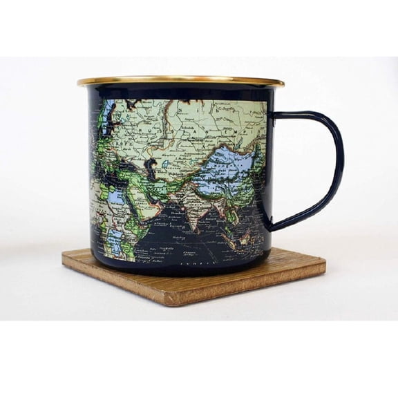 Man of the World Blue World Map Enamel Mug
