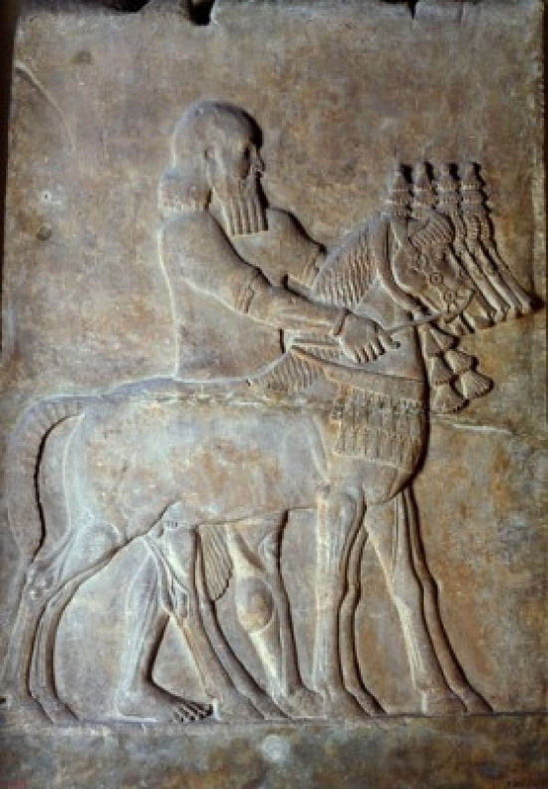 Man on Foot Driving Four Horses Mesopotamian Art Canvas Art - (24 x 36)