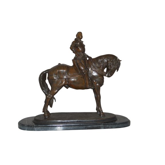 Nifao Man on his Horse Bronze Statue  Home Decor Sculpture, 30"L x 10"W x 25"H