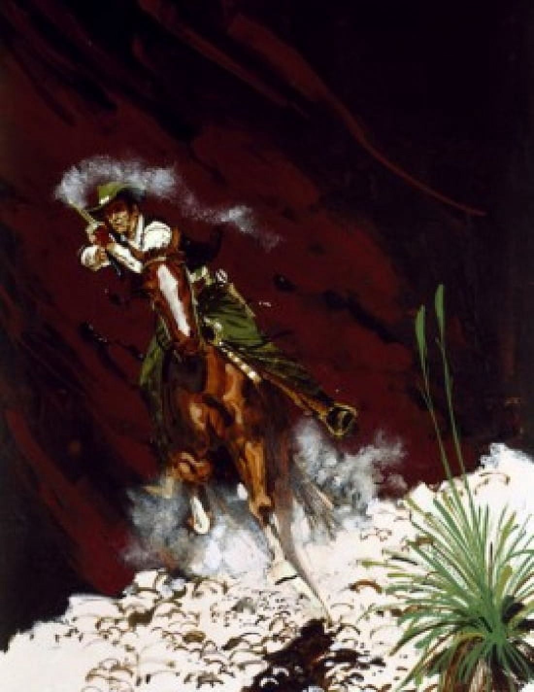 Man on horse shooting Canvas Art -  (18 x 24)