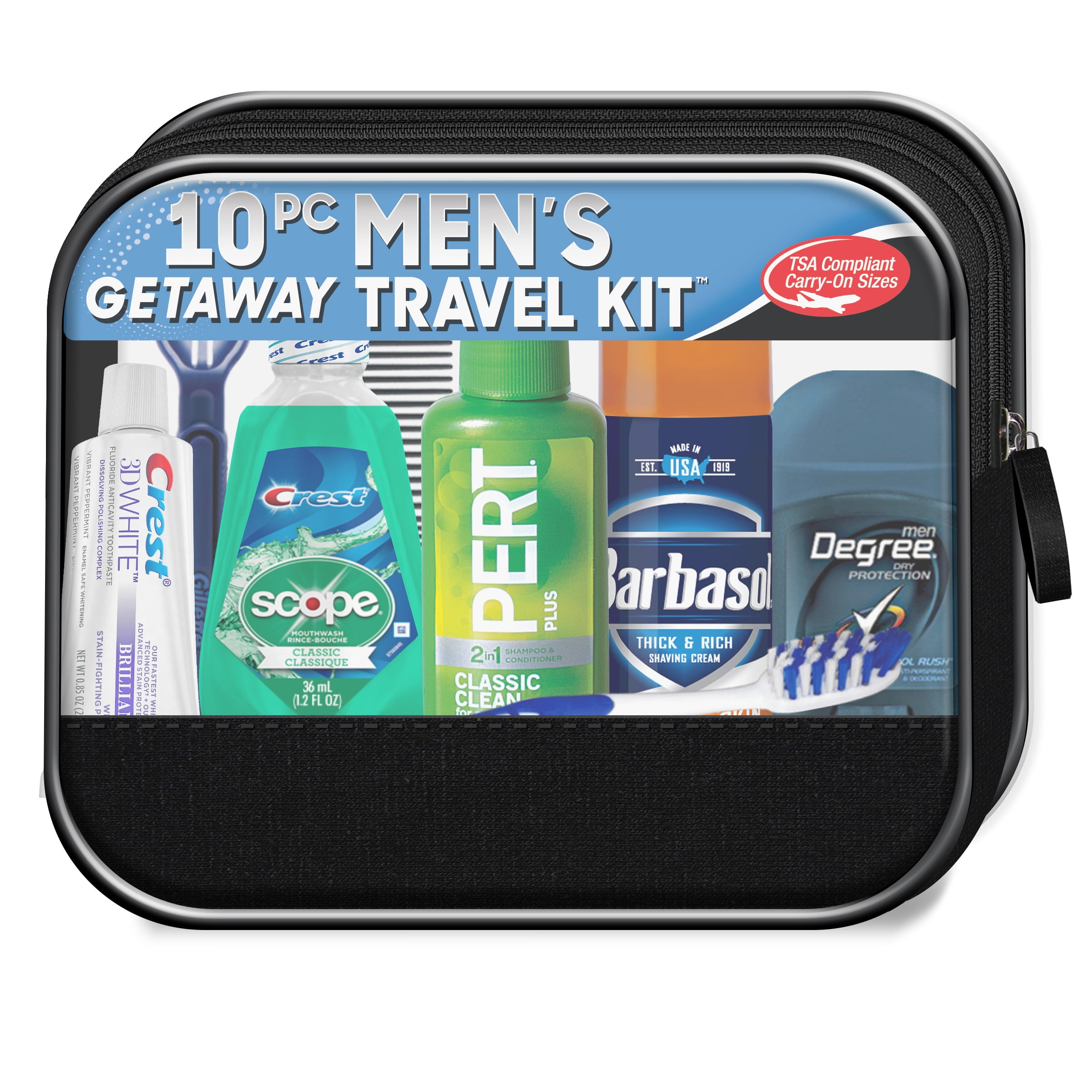 Man on the Go Men’s Get Away Travel Kit, 10 pc