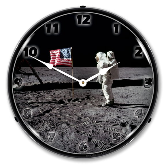 Man on the Moon  LED Lighted Premium Wall Clock