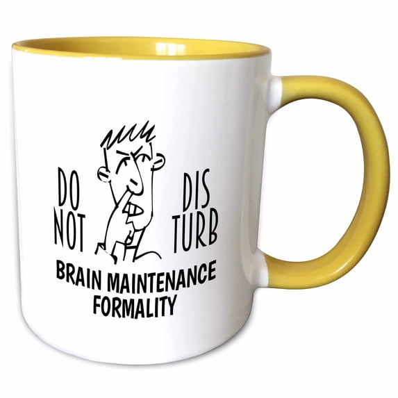 Man picking his nose. Do not disturb. Brain maintenance on white 11oz Two-Tone Yellow Mug mug-290575-8