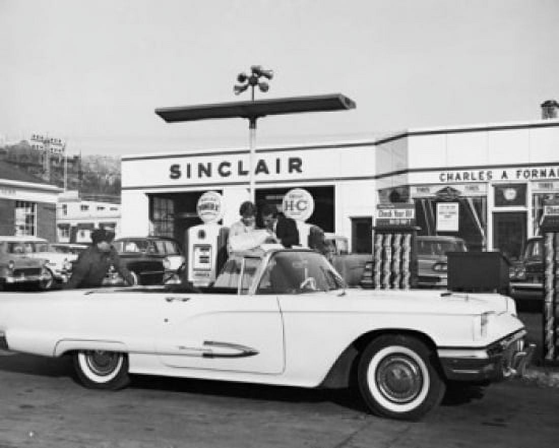 Man refueling a car at a gas station Canvas Art - (18 x 24)