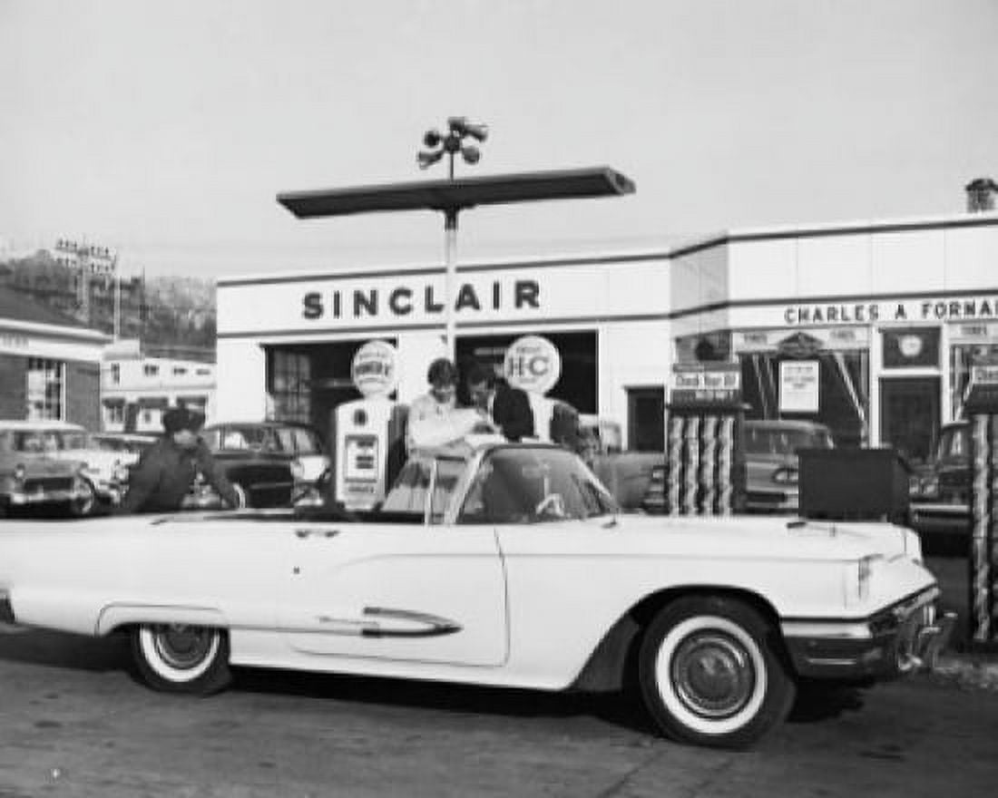 Man refueling a car at a gas station Canvas Art - (24 x 36)