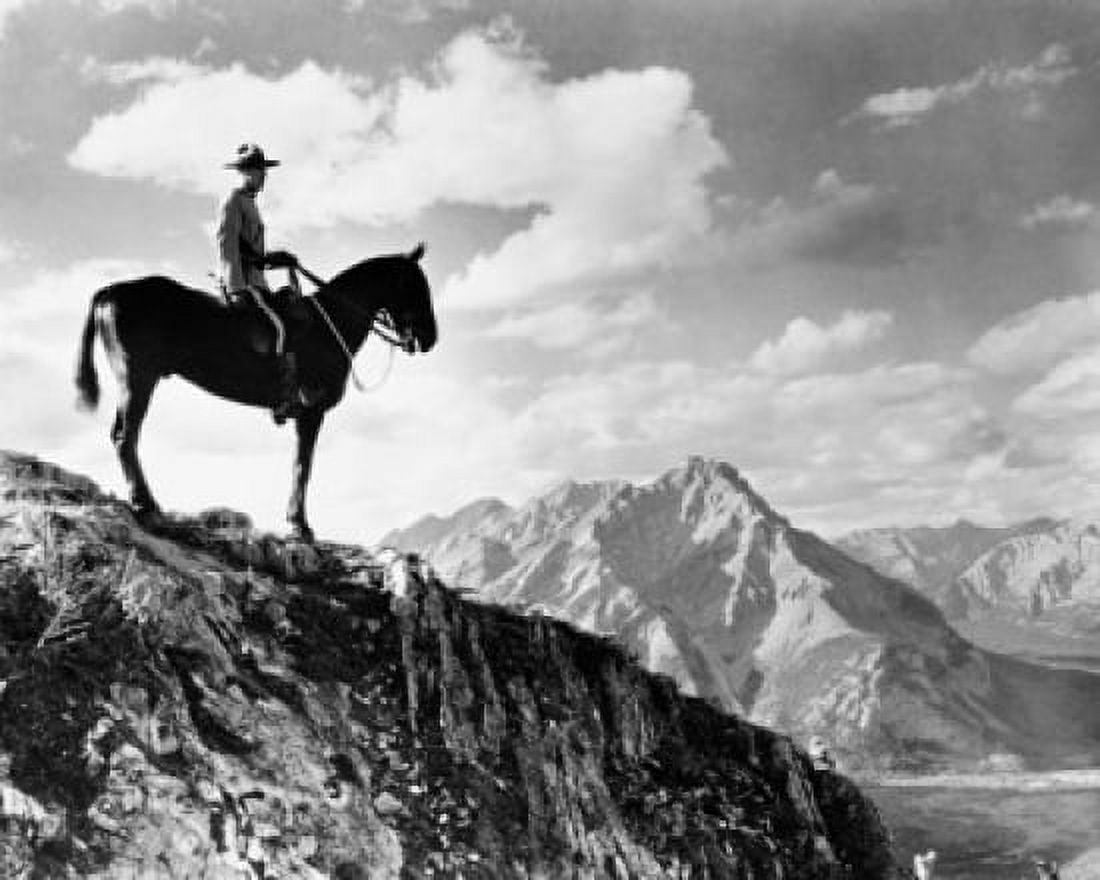 Man riding a horse on a mountain Alberta Canada Canvas Art - (18 x 24)