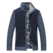 Man's 2023 Clothes Fall Fashion Winter Warm Coat Open Front Lapel Lapel Cardigan Western Sweater Jacket Plus Size Color Block Outerwears Blue XXXL