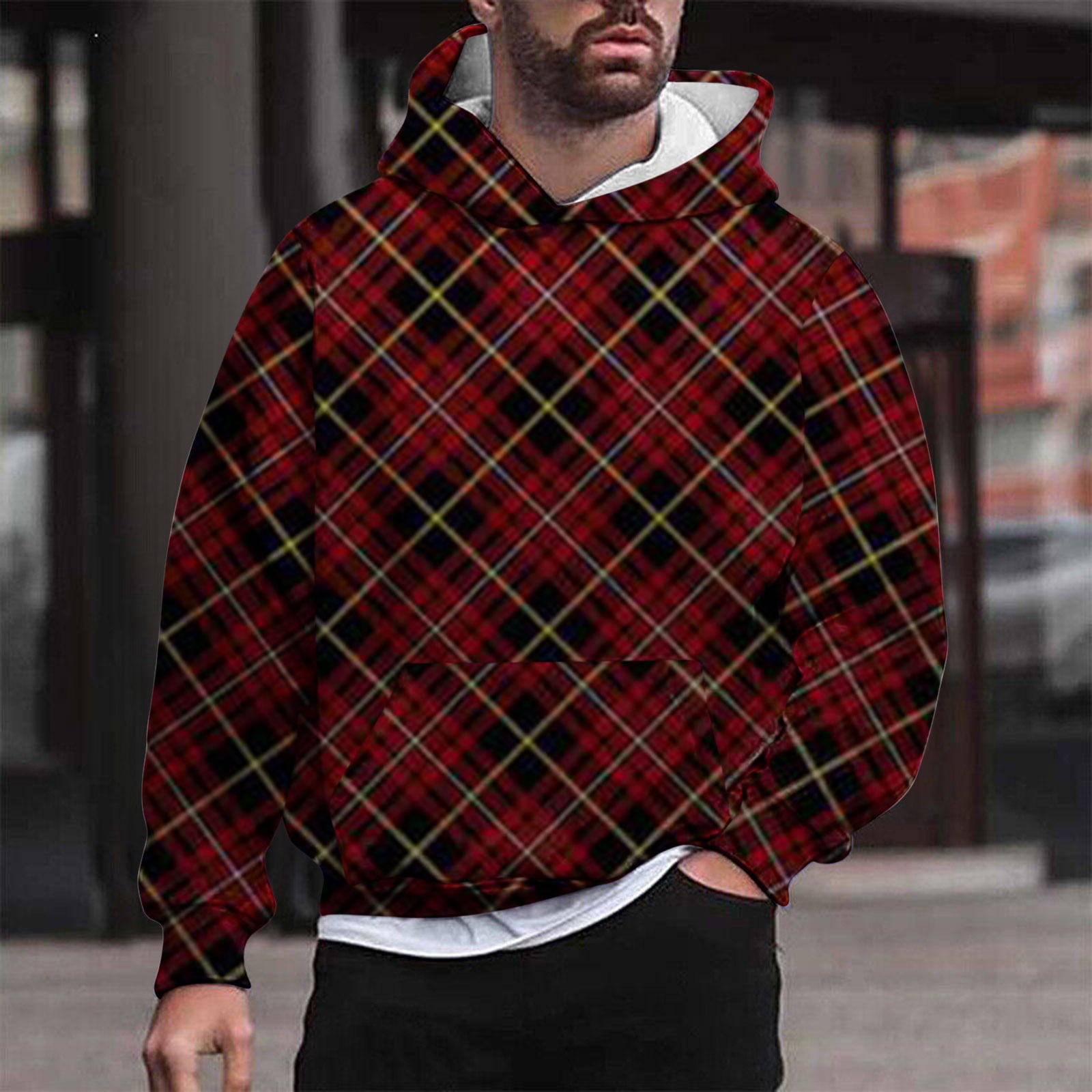 Multi Plaid No. 1 Men's Pullover Hoodie