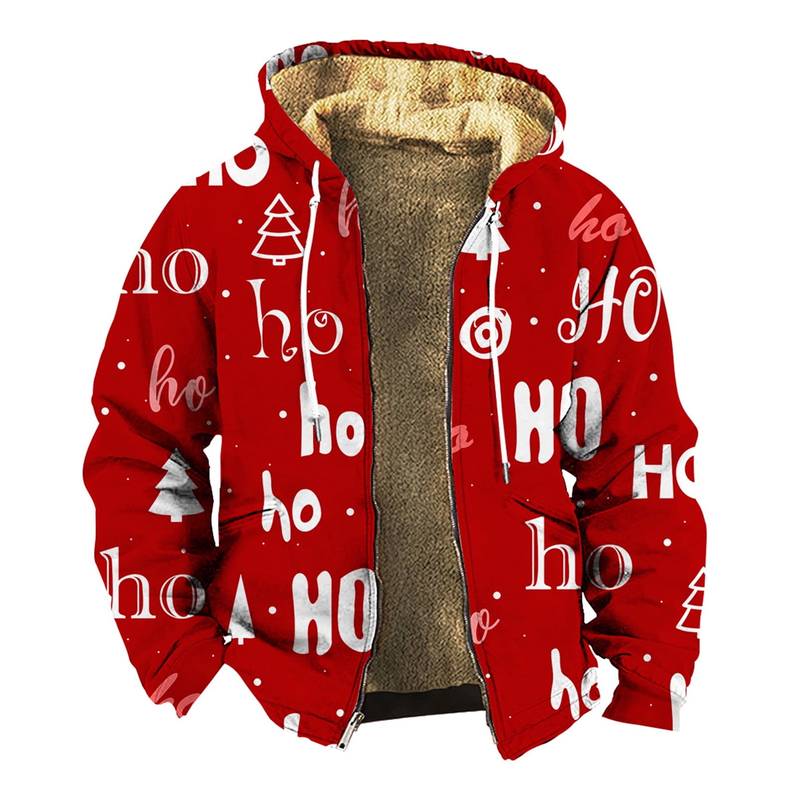Man's Christmas Coat Hooded Lined Coat Multiple Christmas Print Zipper ...