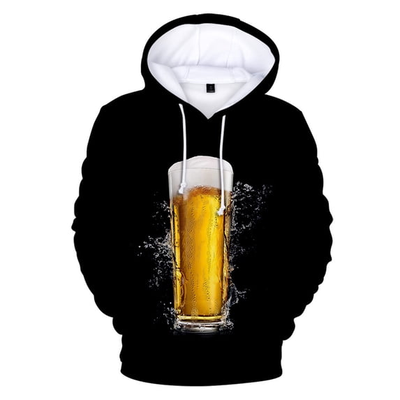 Man's Fashion 3D Beer Printed Hoodie Novelty Hooded Top Unisex Sweatshirt Autumn Long Sleeved Pullover Casual Outwear Tracksuit