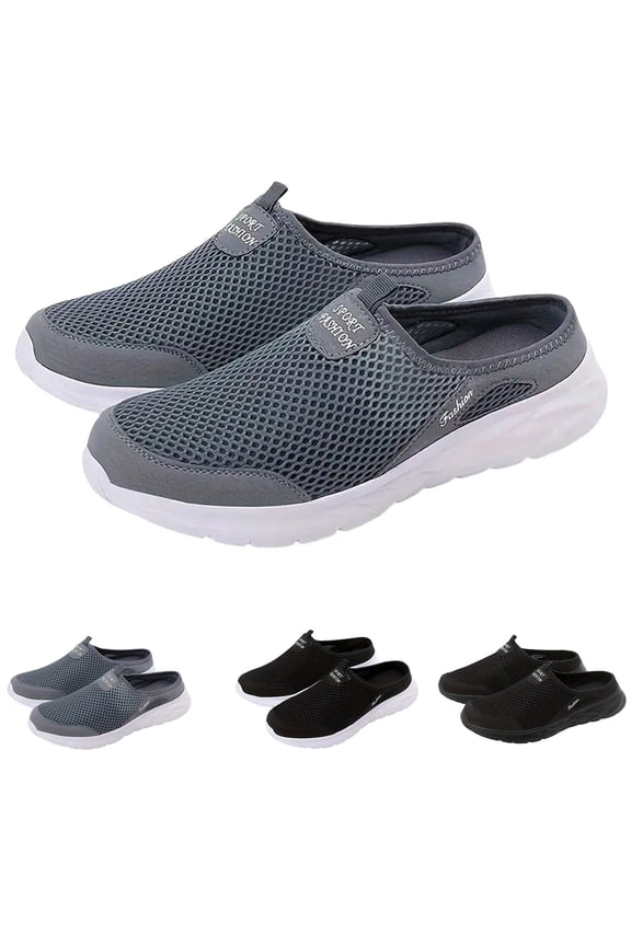Man's Knitting Platform Mules Sneakers Orthopedic Slip on Lightweight Breathable Wedge Slipper Backless Summer Outdoor Non Slip Walking Shoes White Size 10.5