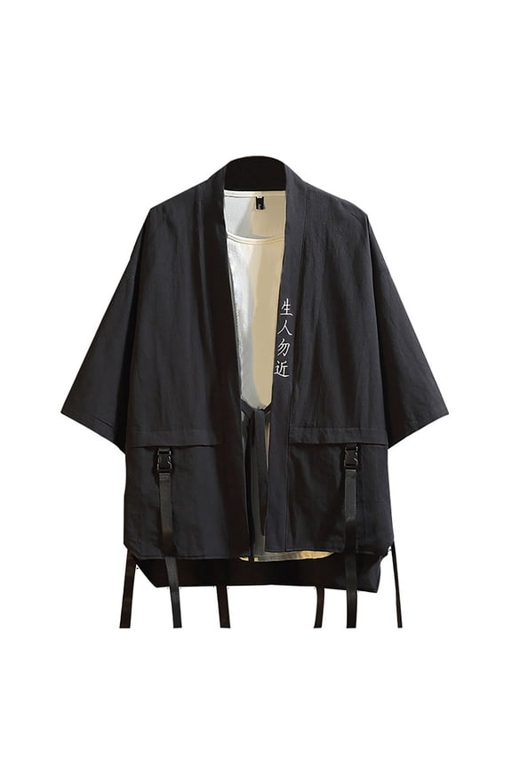 Man's Loose Three Quarter Sleeve Embroidery Webbing Loose Hop Trend Short Sleeved Shirt