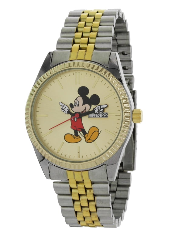 Man's Mickey Mouse Watch Gold and Silver With Day and Date MK8185LA