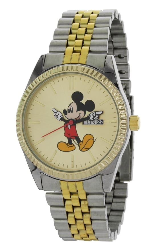 Man's Mickey Mouse Watch Gold and Silver With Day and Date MK8185LA
