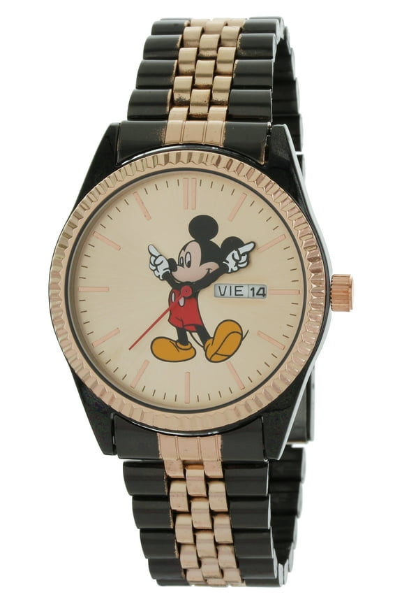Man's Mickey Mouse Watch IP Black and Rose Gold with Day and Date - MK8188LA
