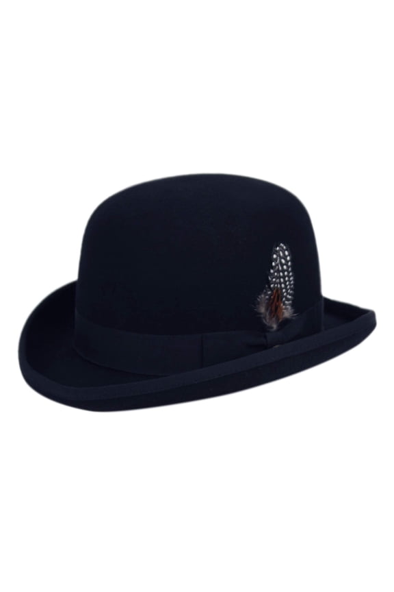 Man's Roll Up Brim Wool Felt Bowler Derby Fedora Hat