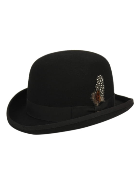 Man's Roll Up Brim Wool Felt Bowler Derby Fedora Hat
