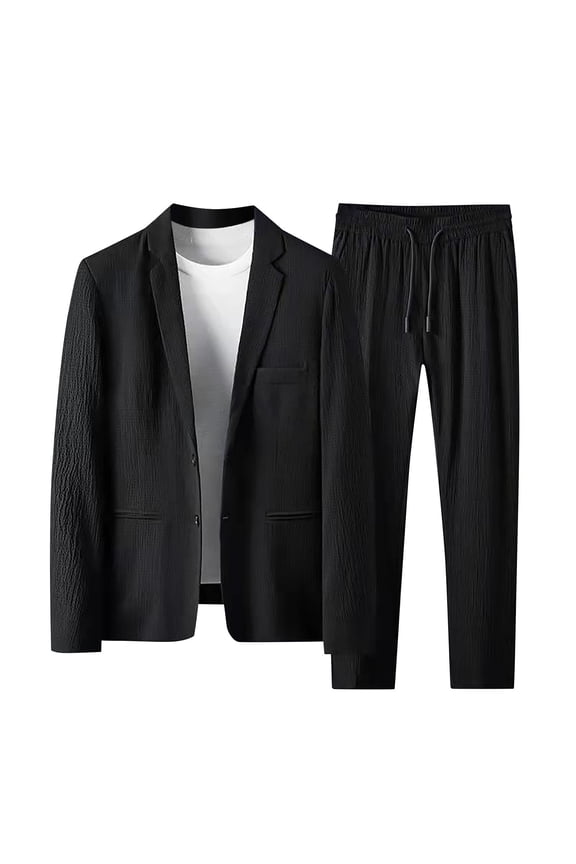 Man's Suit Set Office Business Long Sleeve Pant Slim Fit Trouser Jacket Suit Elegant Soft Tops