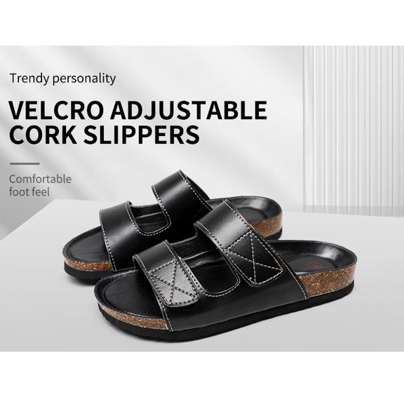 Man's Summer Slippers Casual Beach Shoes Black Color Big size