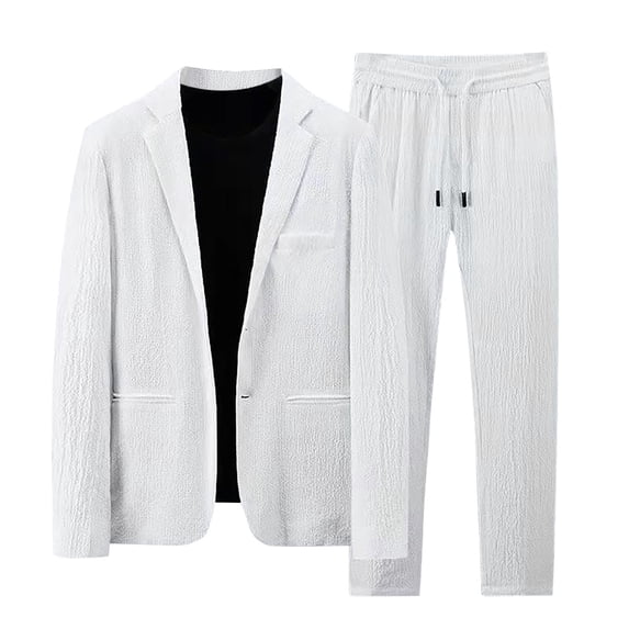 Man's Two Piece Lapels Suit Set Office Business Long Sleeve Jacket Slim Fit Trouser Men's Suit