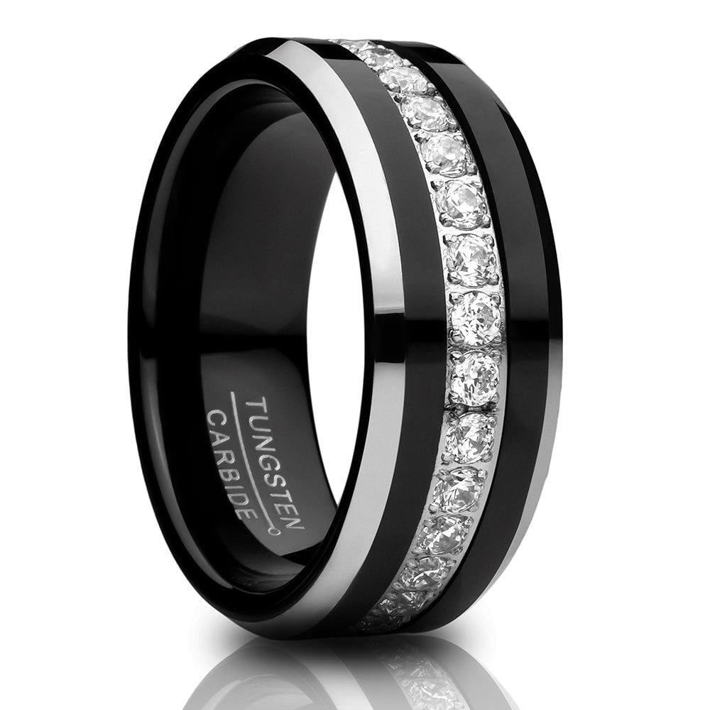 Valiant black tungsten deals ring with black sapphires