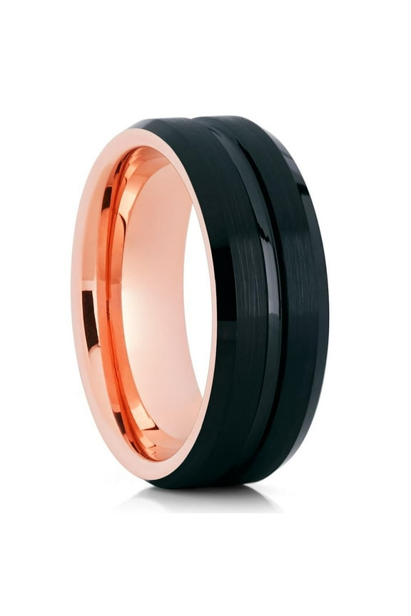 Man's Wedding Ring,Rose Gold Tungsten Ring,Engagement Ring,8mm Wedding Ring,Tungsten Carbide Ring,Engagement