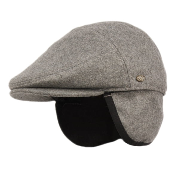 Man's Wool Flat Ivy Cap Driving Hat with Fleece Earflaps
