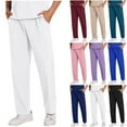 thumbnail image 1 of Man's Work Pants Solid Straight Barrel Draw Rope Elastic Waist Multiple Pockets Nursing Worker Pants, 1 of 9