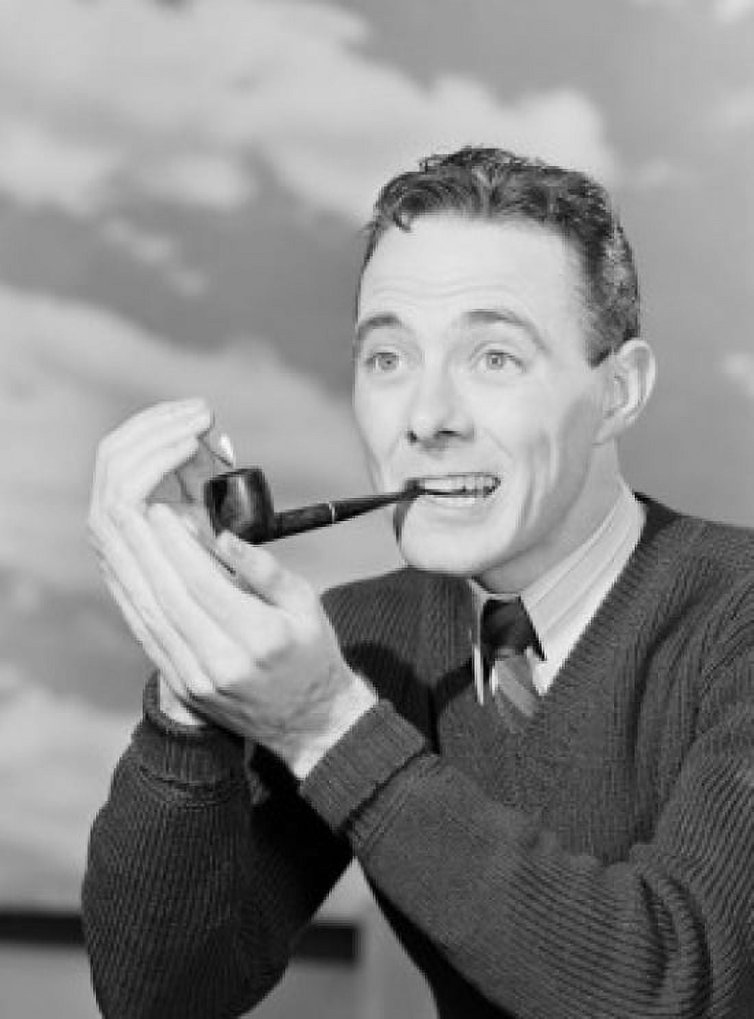 Man smoking pipe outdoors Canvas Art - (24 x 36)