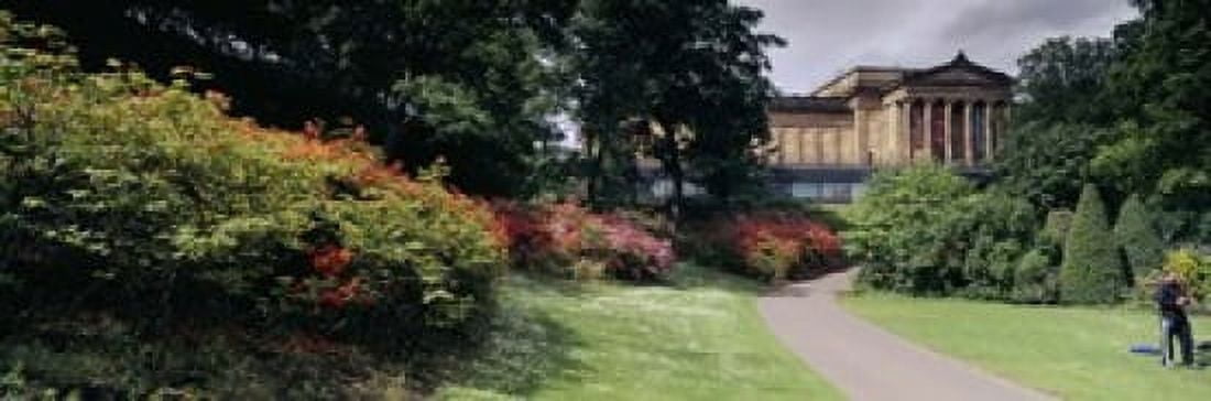 Man standing in a formal garden near an art museum National Gallery of Scotland Edinburgh Scotland Canvas Art - Panoramic Images (18 x 6)