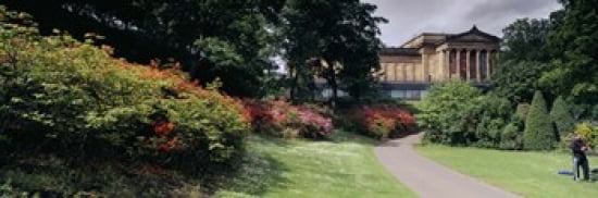 Man standing in a formal garden near an art museum National Gallery of Scotland Edinburgh Scotland Canvas Art - Panoramic Images (36 x 12)