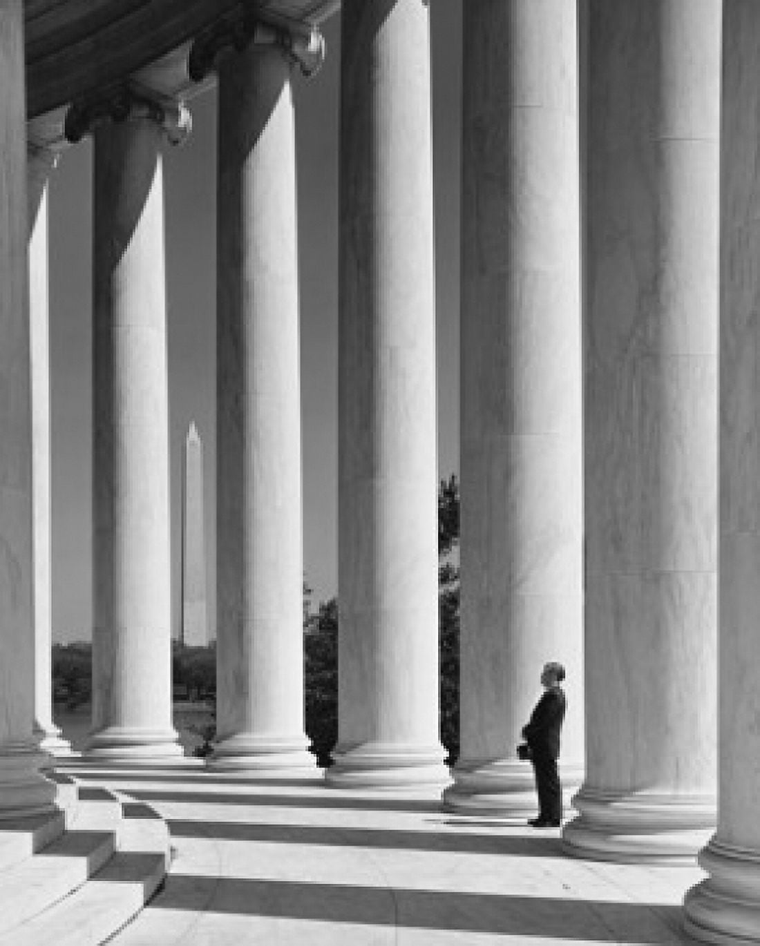 Man standing in a memorial building Jefferson Memorial Washington DC USA Canvas Art - (18 x 24)