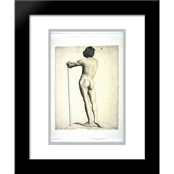 Man standing, leaning on a stick 20x24 Framed Art Print by Georges Seurat
