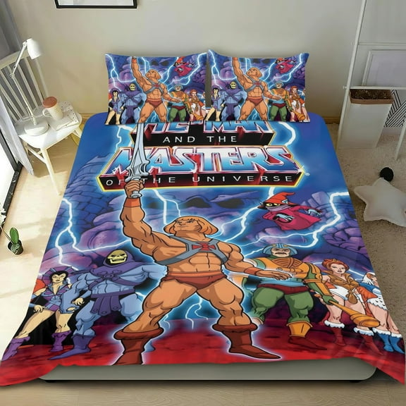 He Man-themed Bed Sheet Set Three Piece Set Comfortable And Skin Friendly Unique Design Home Decor Gifts For Family Friends fans54x79Inches135cm*200cm