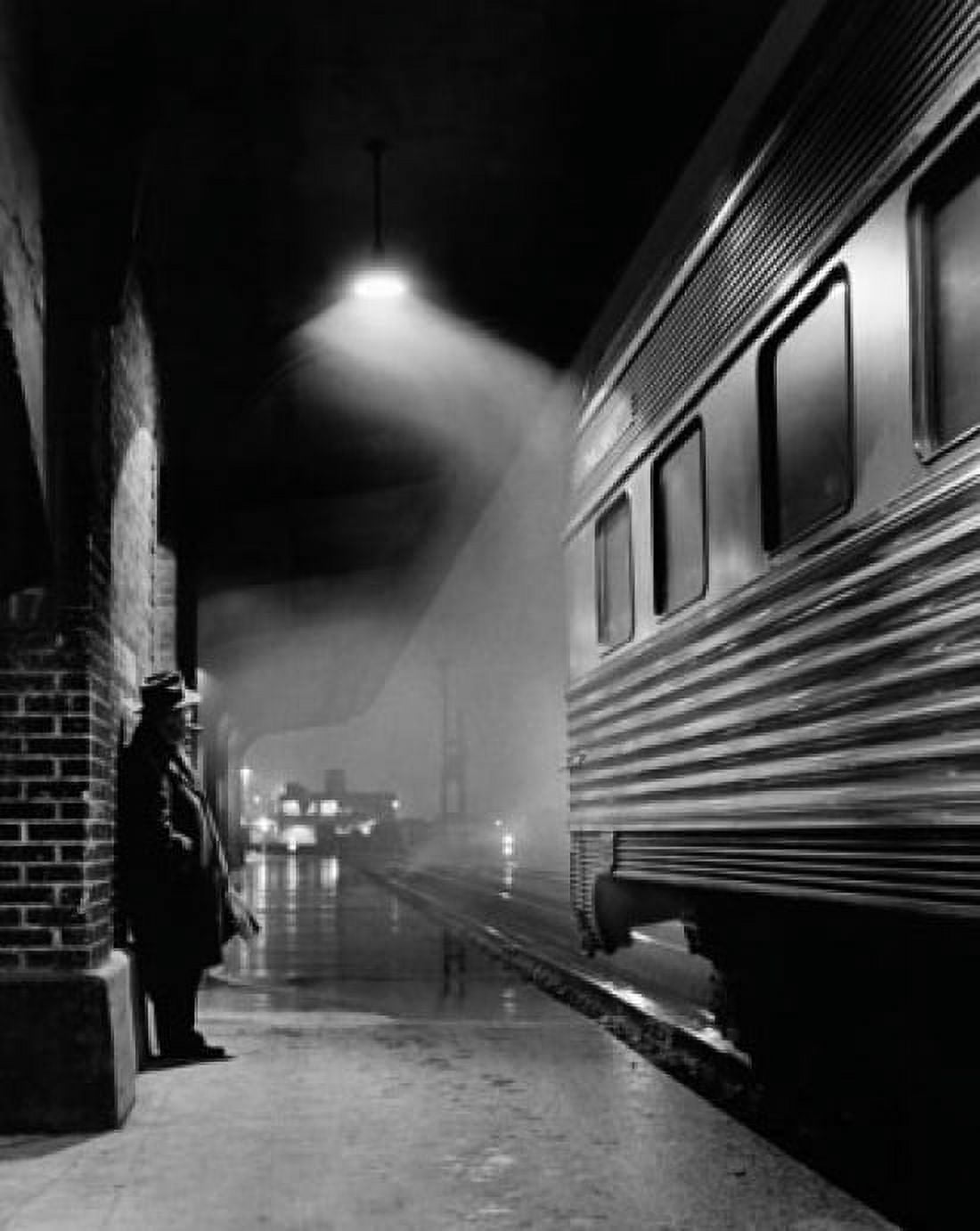 Man waiting for a train at a railway station Canvas Art - (18 x 24)
