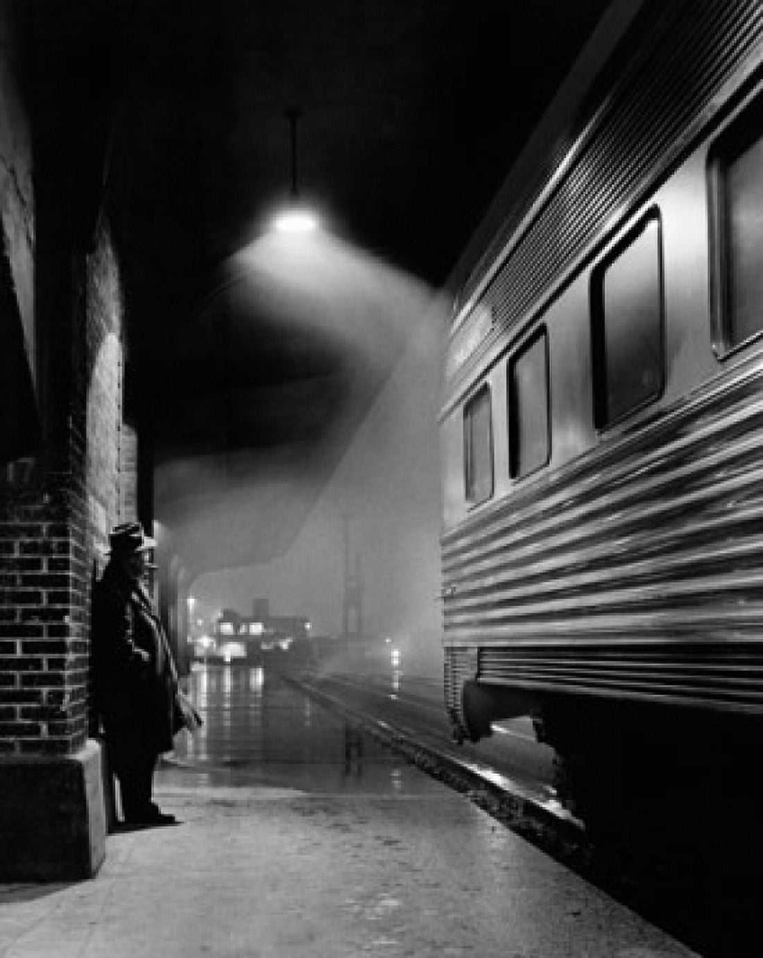 Man waiting for a train at a railway station Canvas Art - (24 x 36)