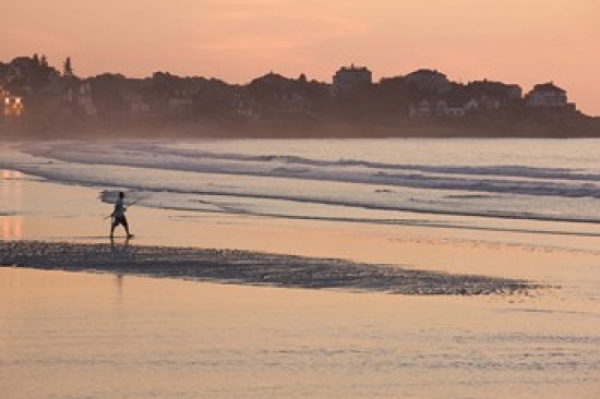Man walking on the beach Good Harbor Beach Gloucester Cape Ann Massachusetts USA Canvas Art - Panoramic Images (24 x 16)