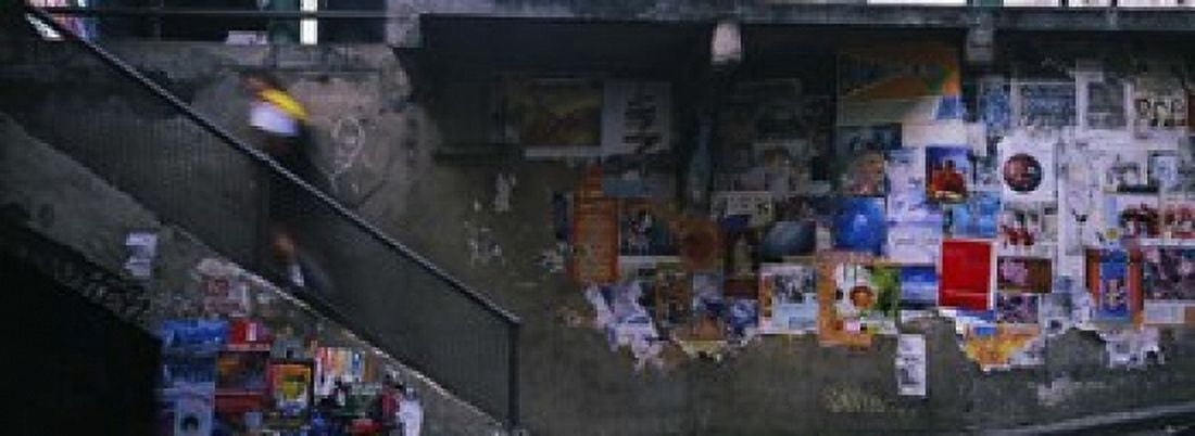 Man walking upstairs from Post Alley to Post Market Seattle Washington State USA Canvas Art - Panoramic Images (18 x 7)