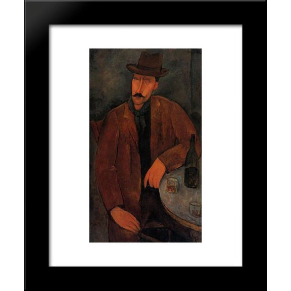 Man with a Glass of Wine 20x24 Framed Art Print by Modigliani, Amedeo