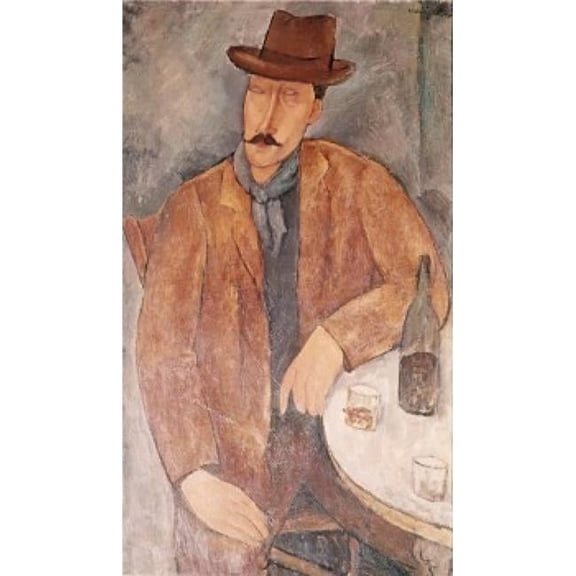 Man with a Wine Glass Amedeo Modigliani 1884-1920 Italian Poster Print - 18 x 24 in.