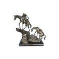 thumbnail image 1 of Nifao Man with Two Horses Silver Finish Bronze Statue - Size: 25"L x 13"W x 26"H, 1 of 12