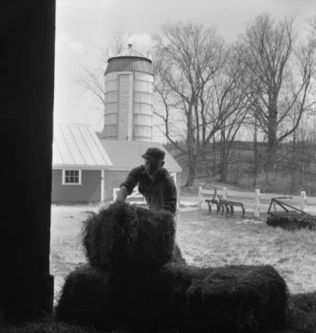Man working on farm Canvas Art - (18 x 24)